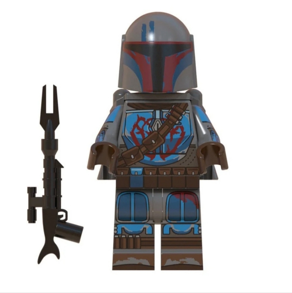 Mandalorian warrior Star Wars custom Lego minifigure with black stand brand new